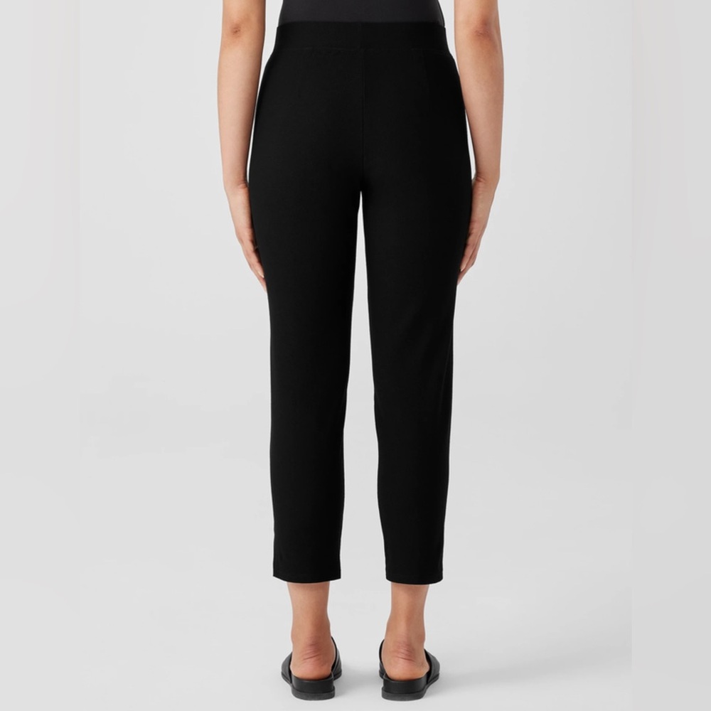 Eileen Fisher Washable Stretch Crepe Pant with Slit Slim Fit, Cropped Length. - Picture 3 of 6